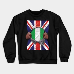 Nigeria Flag Great Britain Flag Ripped - Gift for Nigerian From Nigeria Crewneck Sweatshirt